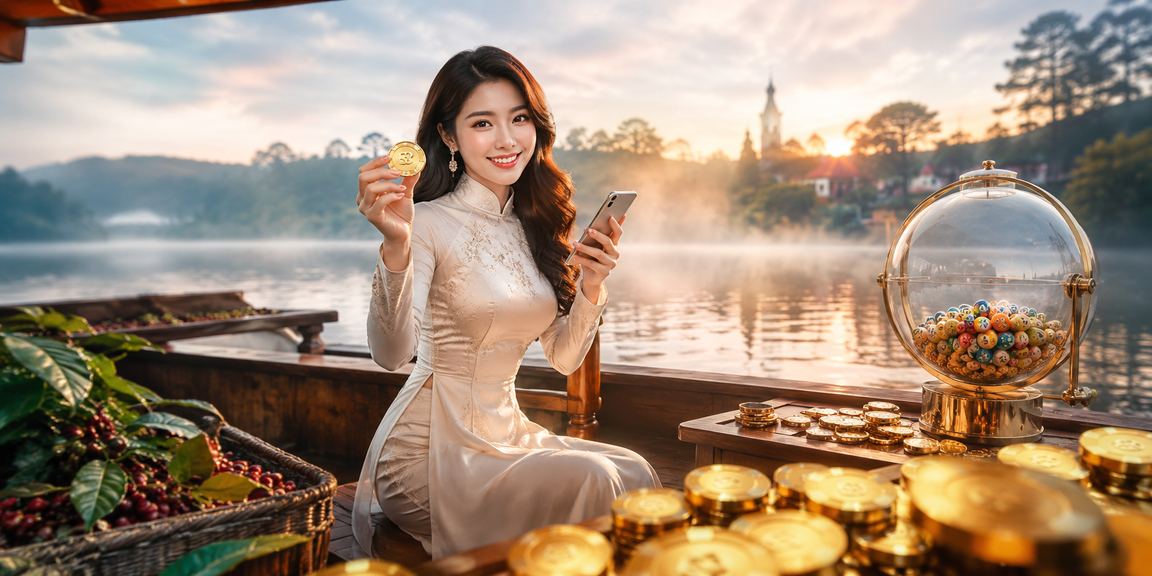 Người dùng tại Đà Lạt uống cà phê và theo dõi xổ số trực tuyến trên điện thoại